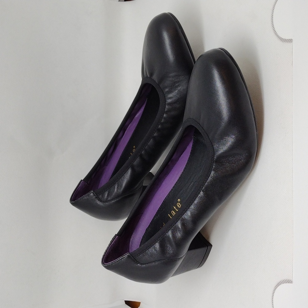David Tate Black Leather Pumps with Block Heels‎ Size 8.5W